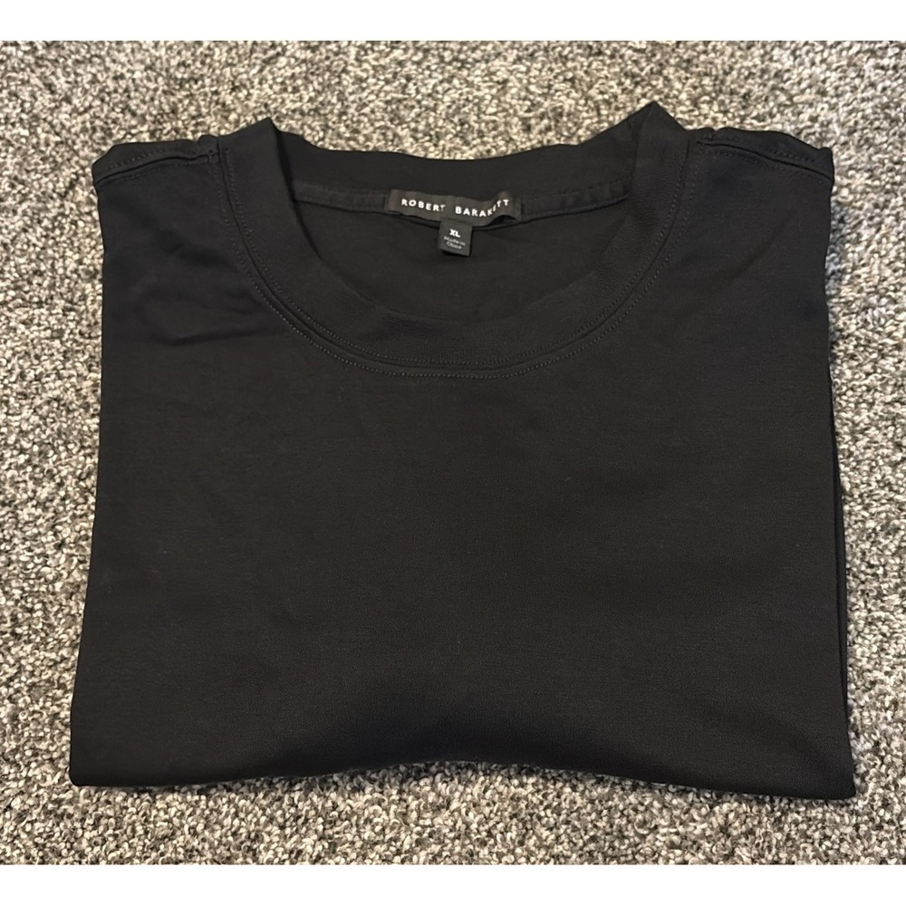 Robert Barakett Men's The High Crew T-Shirt XL Black Long Sleeve Pima Cotton